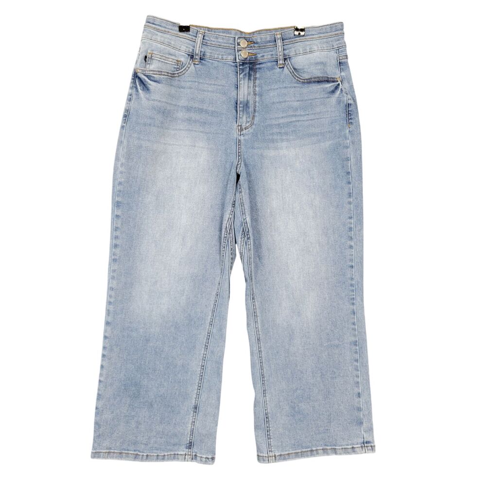 JUDY BLUE JB88616 High Rise Wide Crop Stretch Denim Blue Jeans SIZE 15 / 32